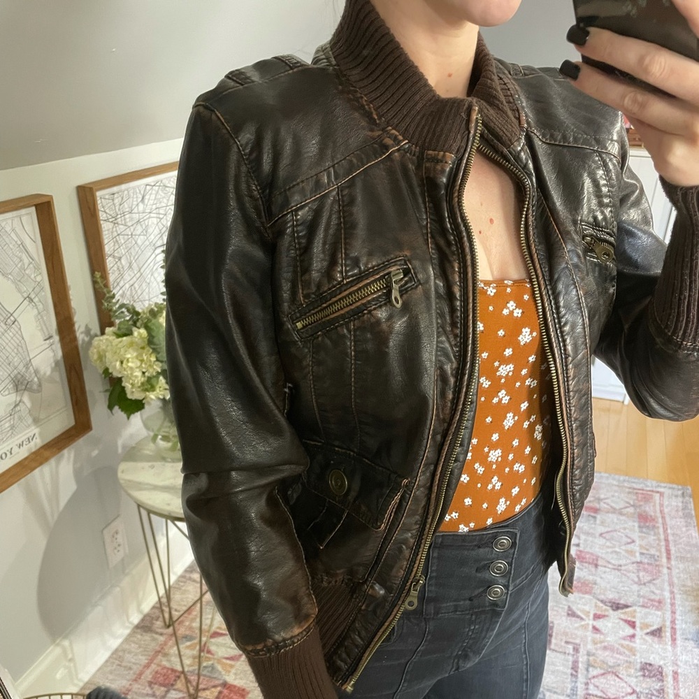 Chocolate Vegan Leather Jacket